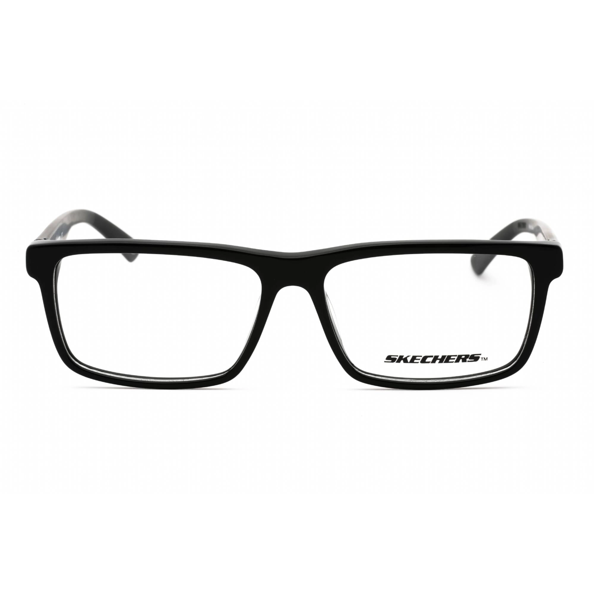 Skechers Men's Eyeglasses - Shiny Black Acetate Rectangular Full Rim | SE3343 001