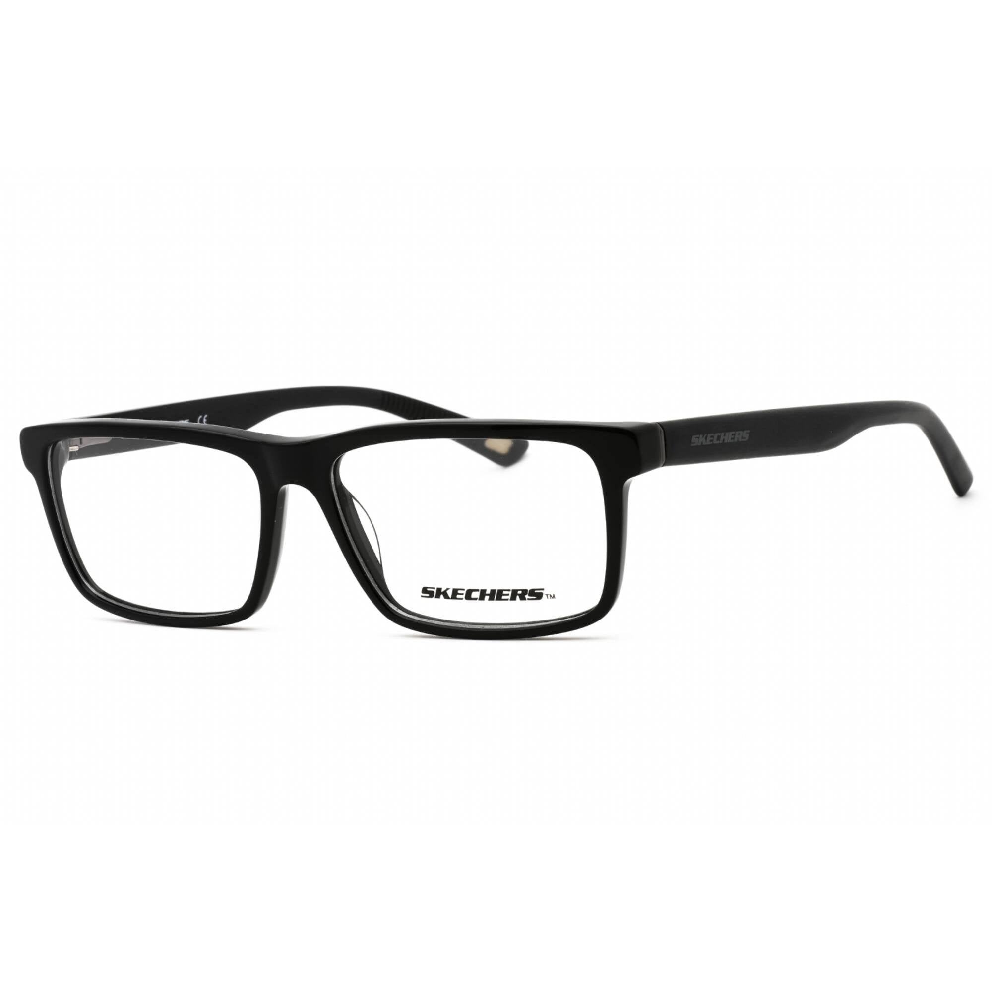 Skechers Men's Eyeglasses - Shiny Black Acetate Rectangular Full Rim | SE3343 001