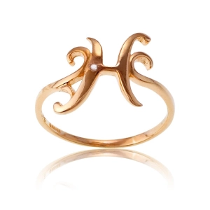 Sterling Silver 1 Micron Rose GP Single CZ "H" Ring - W-9523
