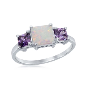 Sterling Silver Four-Prong Triple Square Ring - W-1855