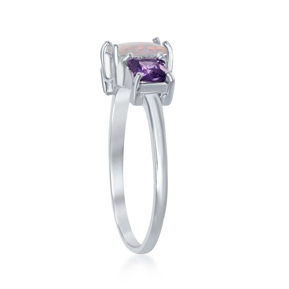 Sterling Silver Four-Prong Triple Square Ring - W-1855
