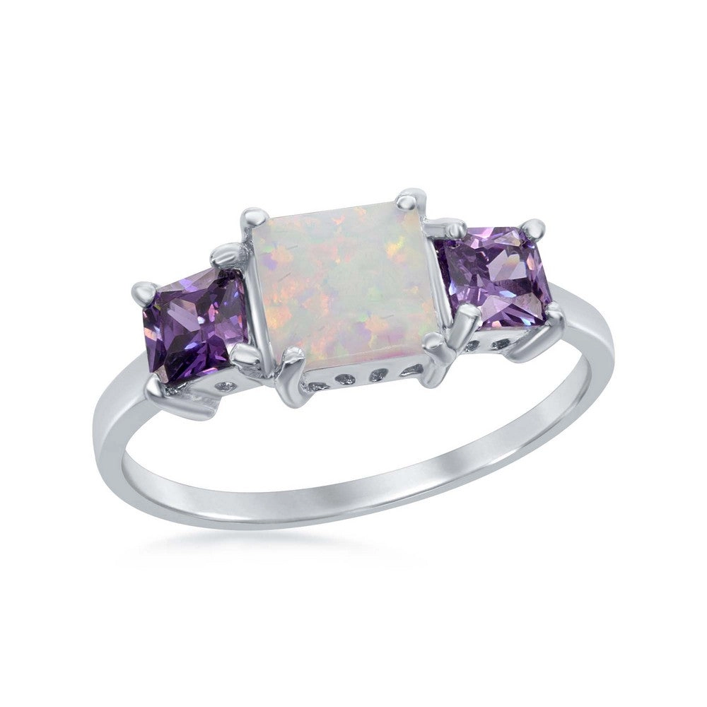 Sterling Silver Four-Prong Triple Square Ring - W-1855