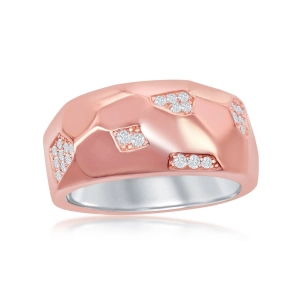 Sterling Silver Rose GP Design Micro Pave Ring - W-2048
