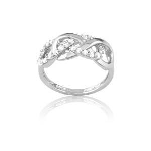 Sterling Silver Shiny and CZ Infinity Ring - W-9698