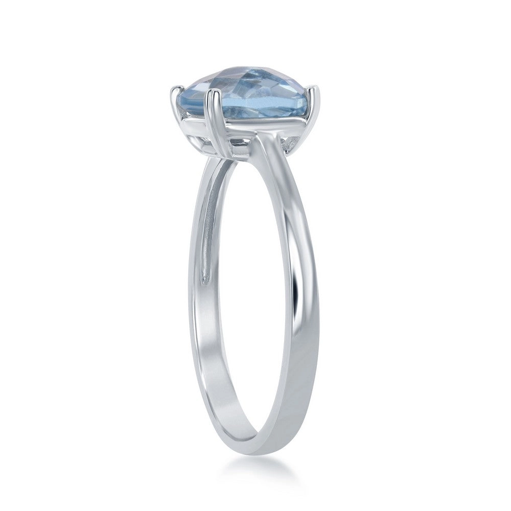 Sterling Silver Square Blue Topaz Ring - W-1356