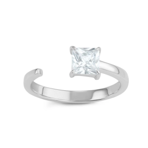 Sterling Silver Square CZ Open Ring - W-1612