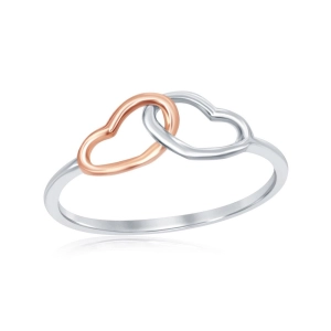 Sterling Silver Two-Tone Interlocking Heart Ring - W-1969