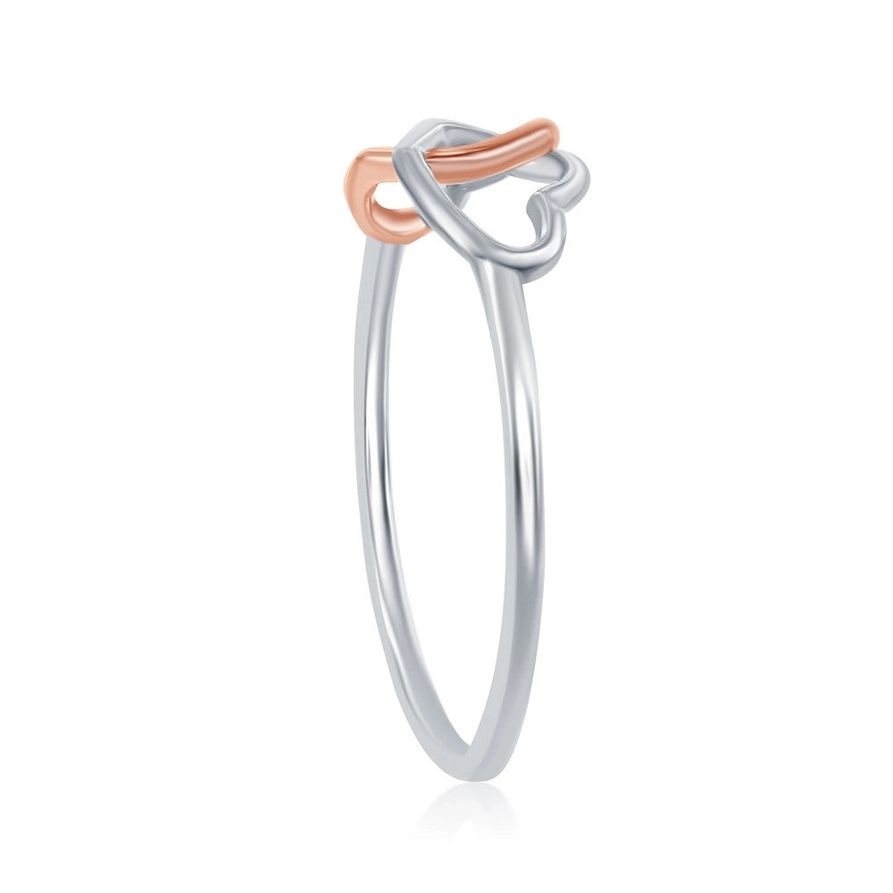 Sterling Silver Two-Tone Interlocking Heart Ring - W-1969