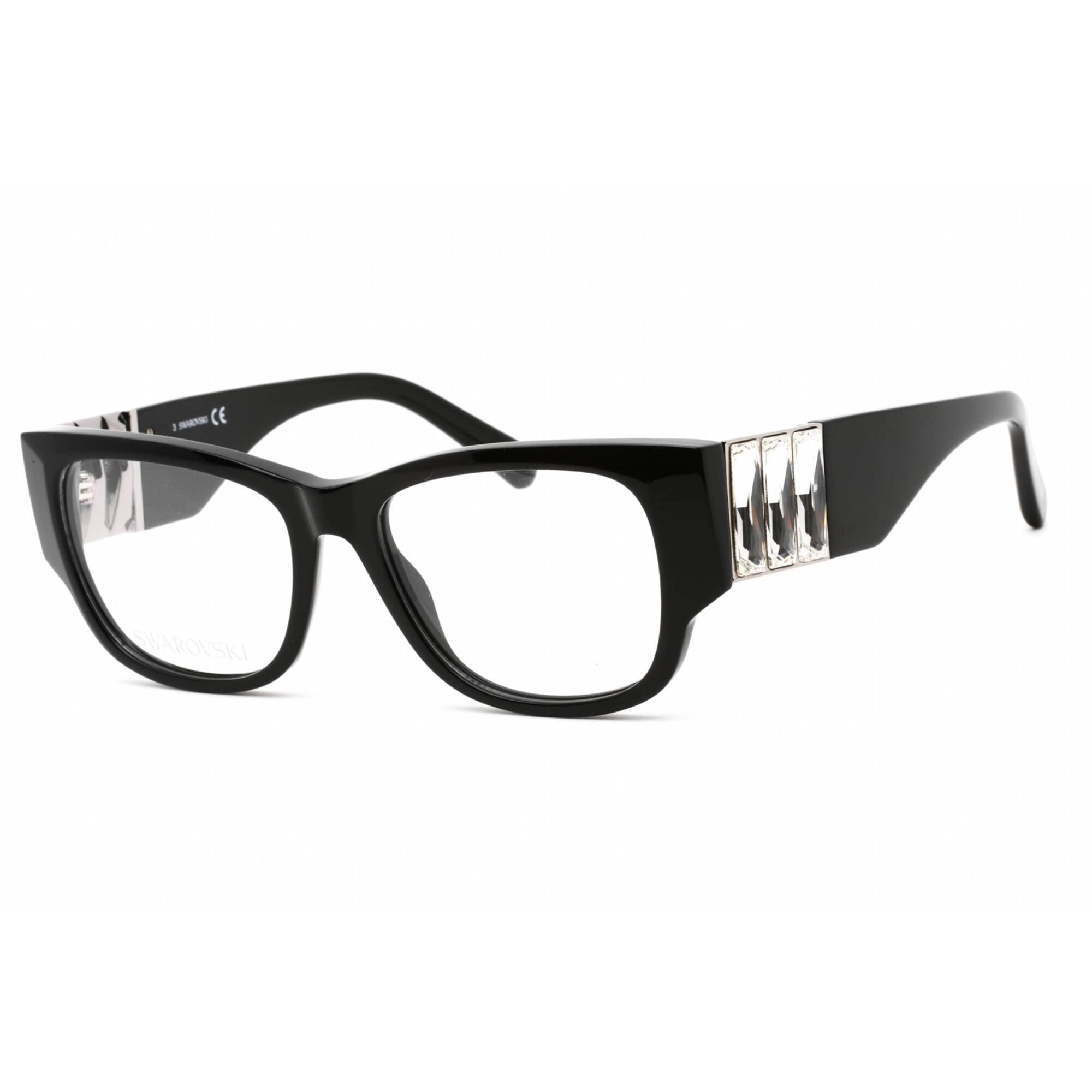 Swarovski Men's Eyeglasses - Rectangular Shape Shiny Black Plastic Frame | SK5473 001