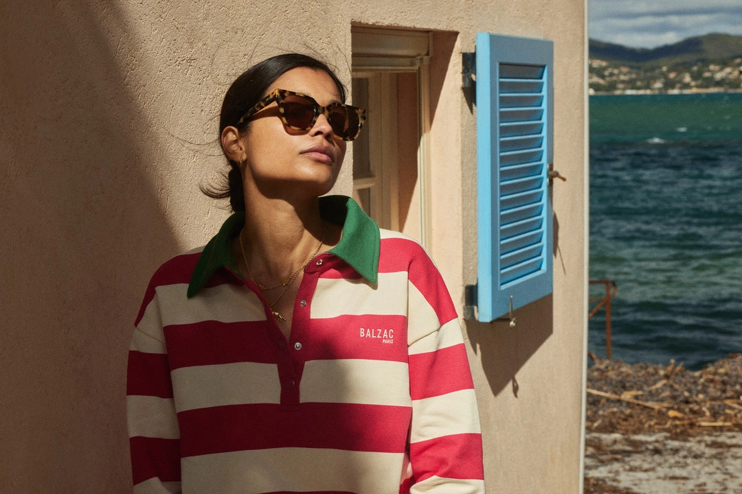 Sweat-shirt Alvar rayures rose et vert