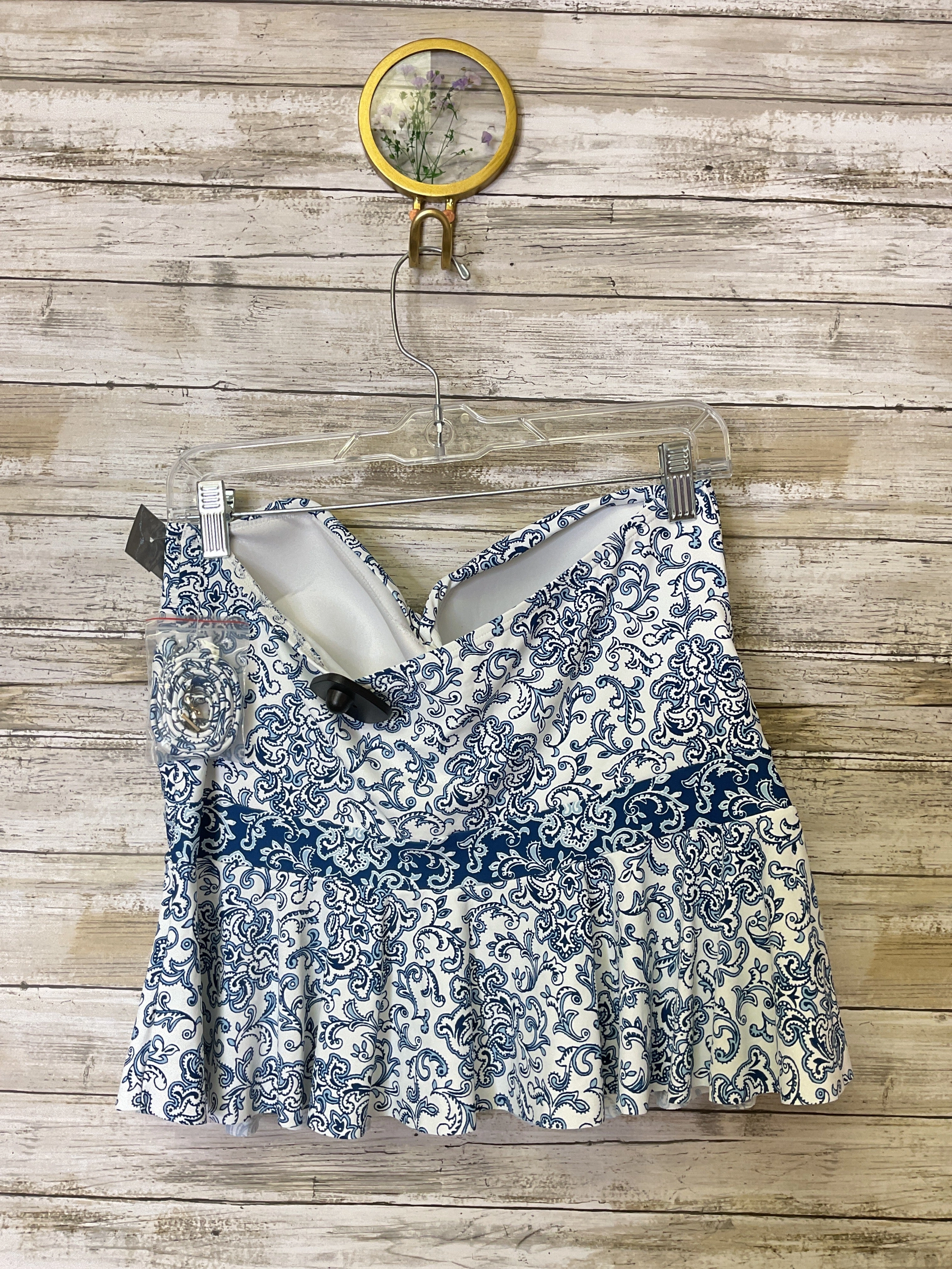 Swimsuit Top By Loft In Blue & White, Size:Xl