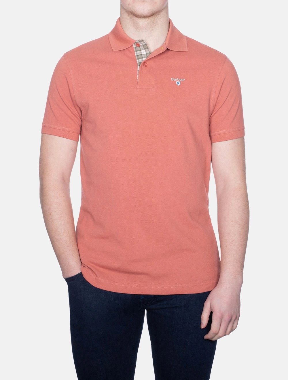 Tartan Pique Polo Pink Clay