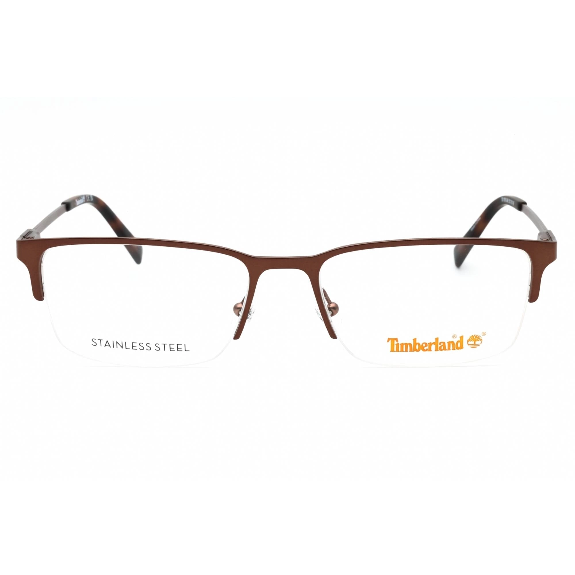 Timberland Men's Eyeglasses - Matte Dark Brown Metal Rectangular Frame | TB1799 049