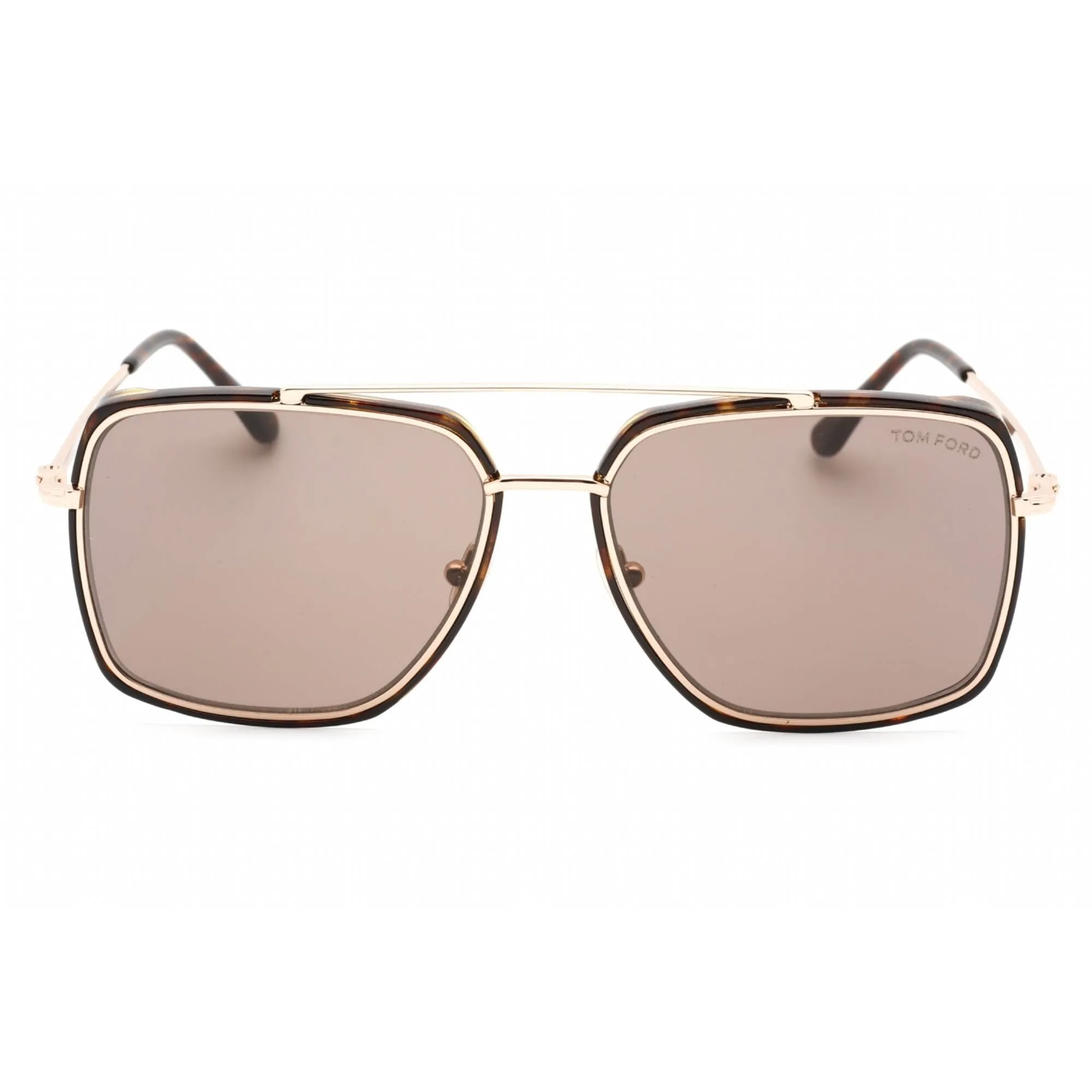 Tom Ford Men's Sunglasses - Dark Havana/Rose Gold Metal Pilot Frame | FT0750 52J