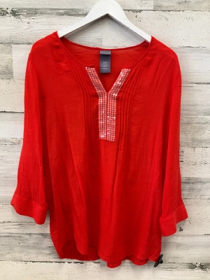 Top 3/4 Sleeve By Laura Scott In Red, Size:L
