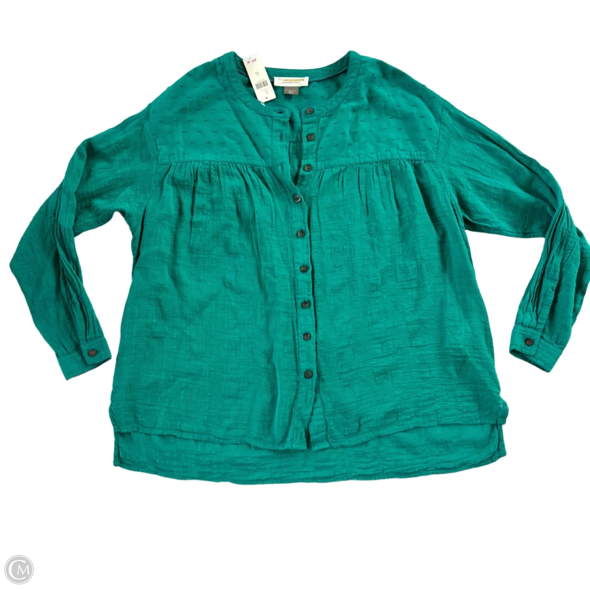 Top Long Sleeve By Anthropologie In Teal, Size: Xs