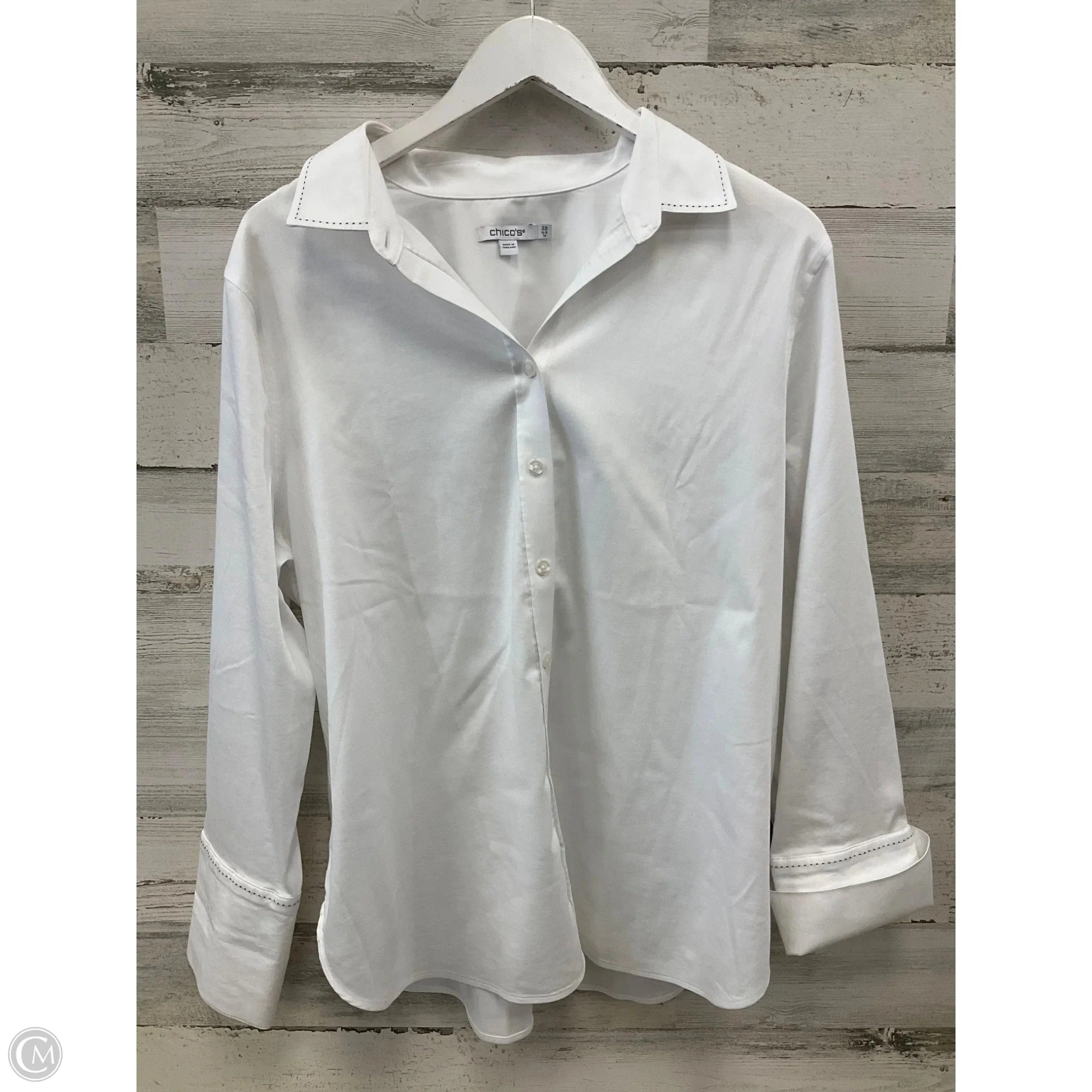 Top Long Sleeve By Chicos In White, Size: L