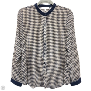 Top Long Sleeve By Olive And Oak In Blue & Cream, Size: M