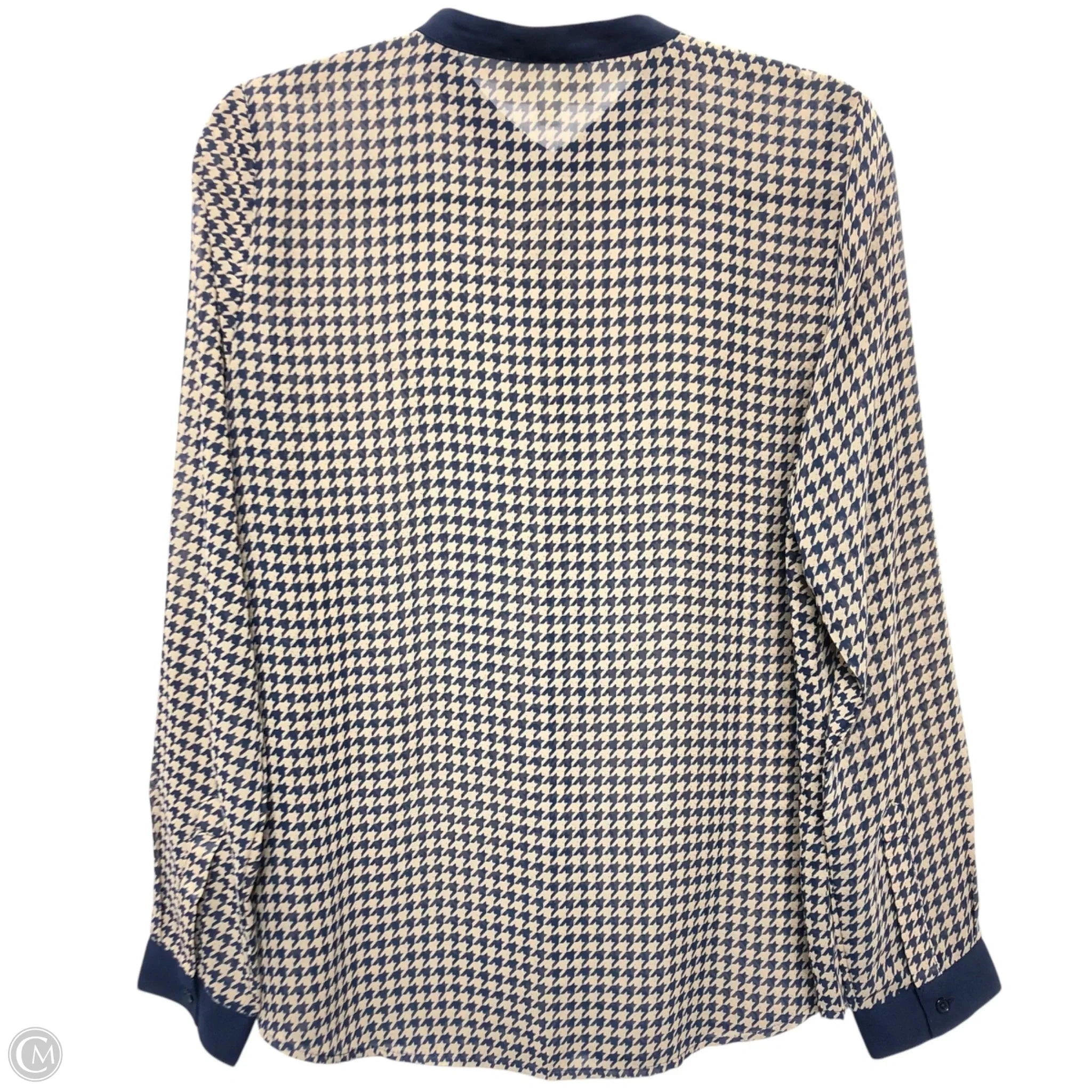 Top Long Sleeve By Olive And Oak In Blue & Cream, Size: M