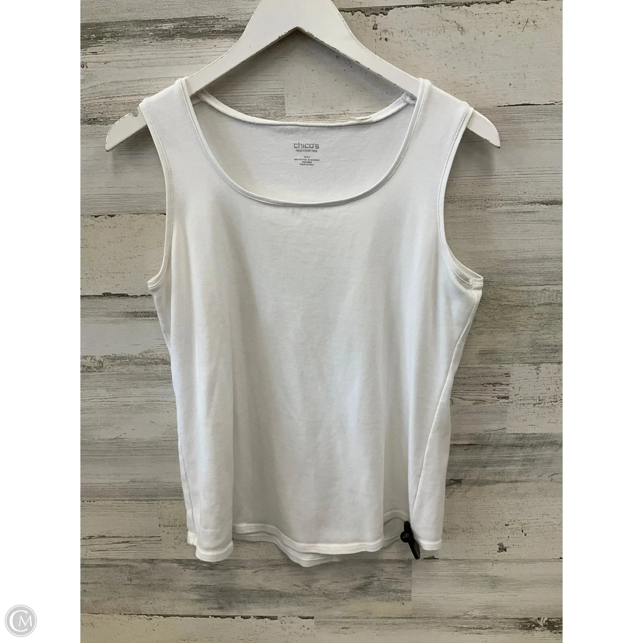 Top Sleeveless By Chicos In White, Size: L