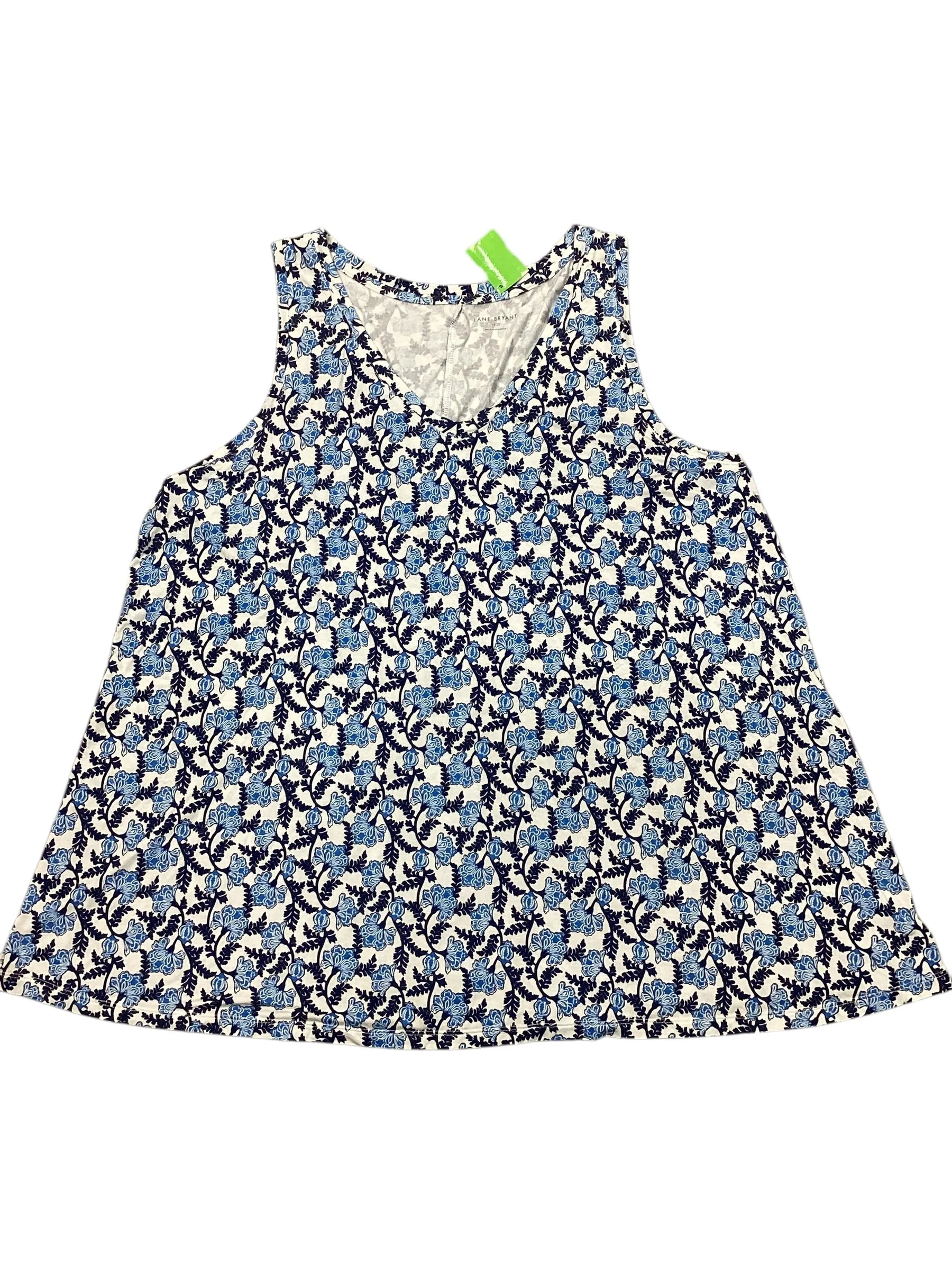 Top Sleeveless By Lane Bryant In Blue & White, Size:2X