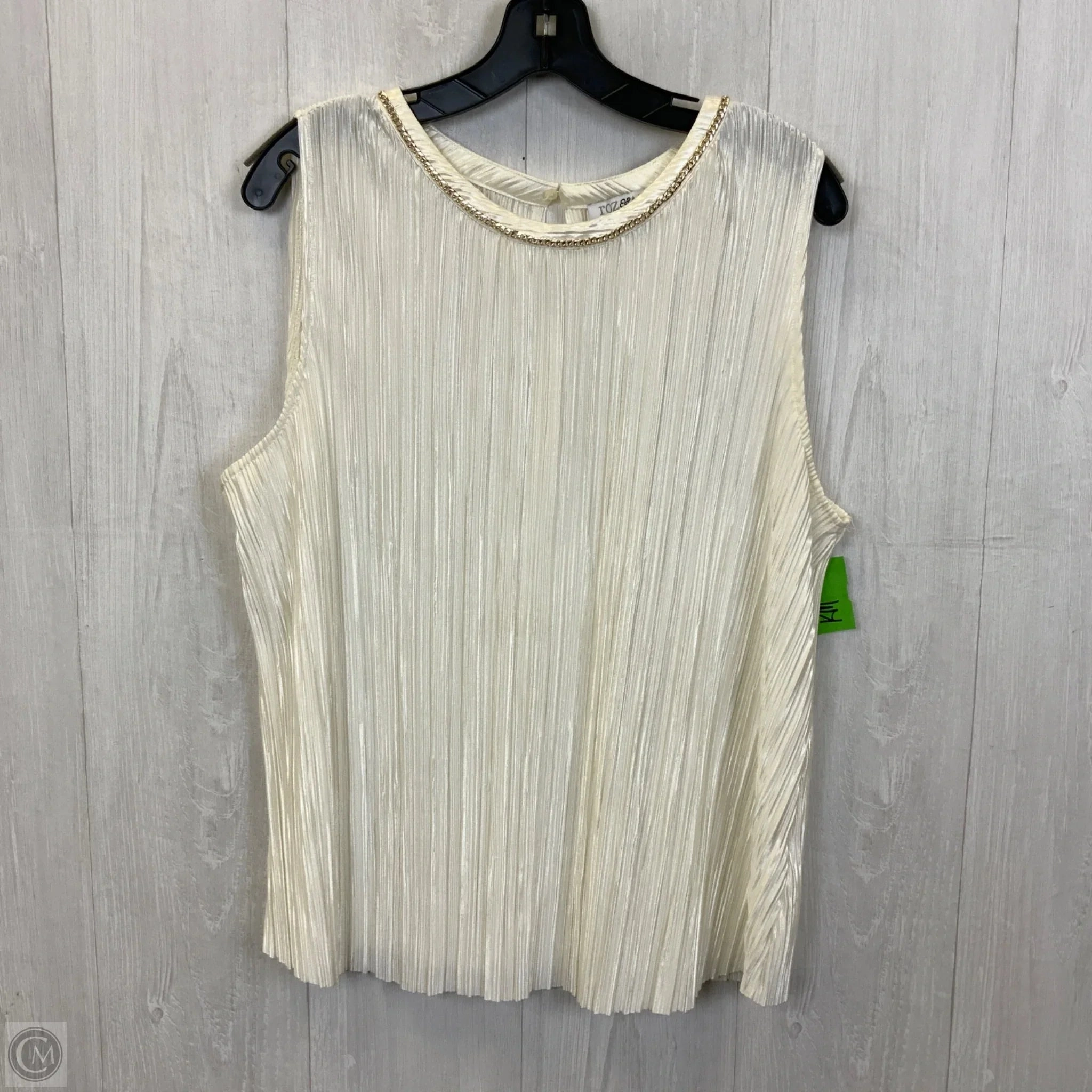 Top Sleeveless By Roz And Ali In Cream, Size: 1x