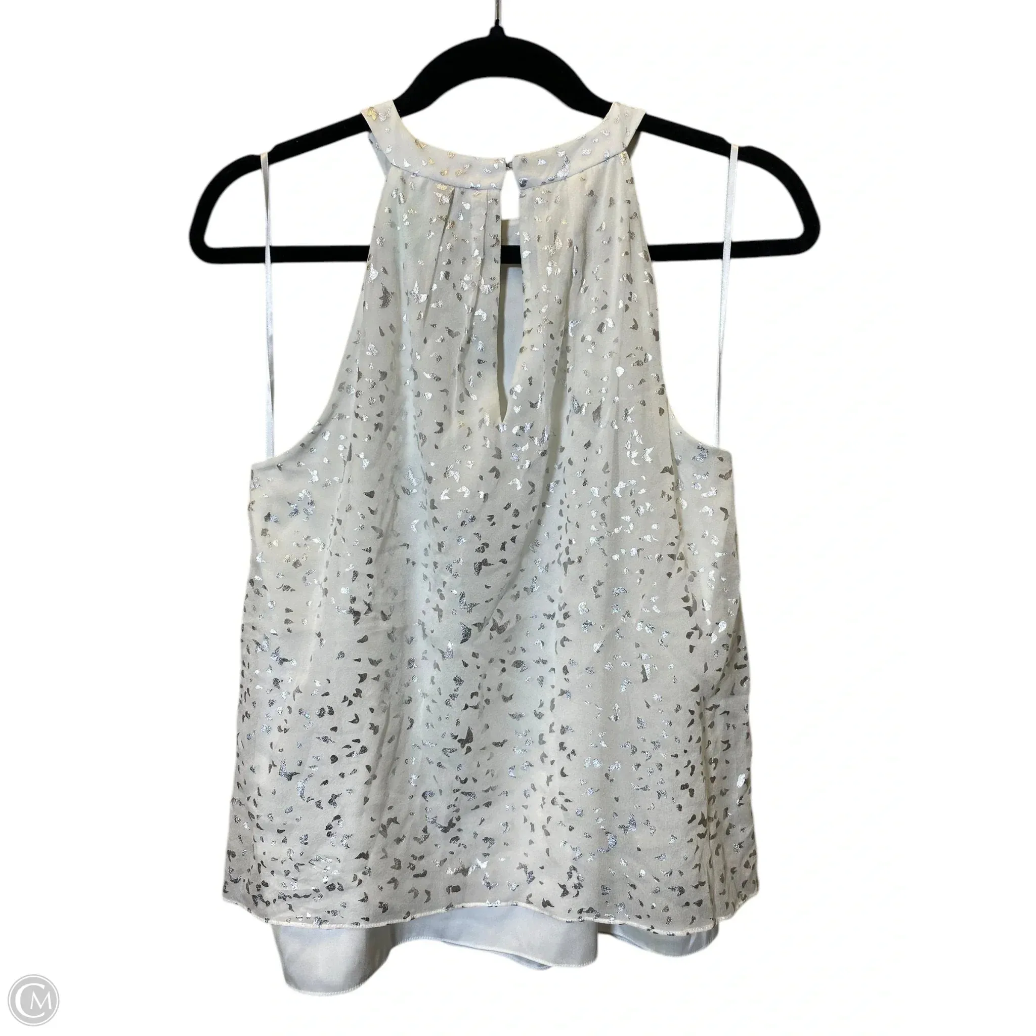 Top Sleeveless Designer By Diane Von Furstenberg In Silver & White, Size: S