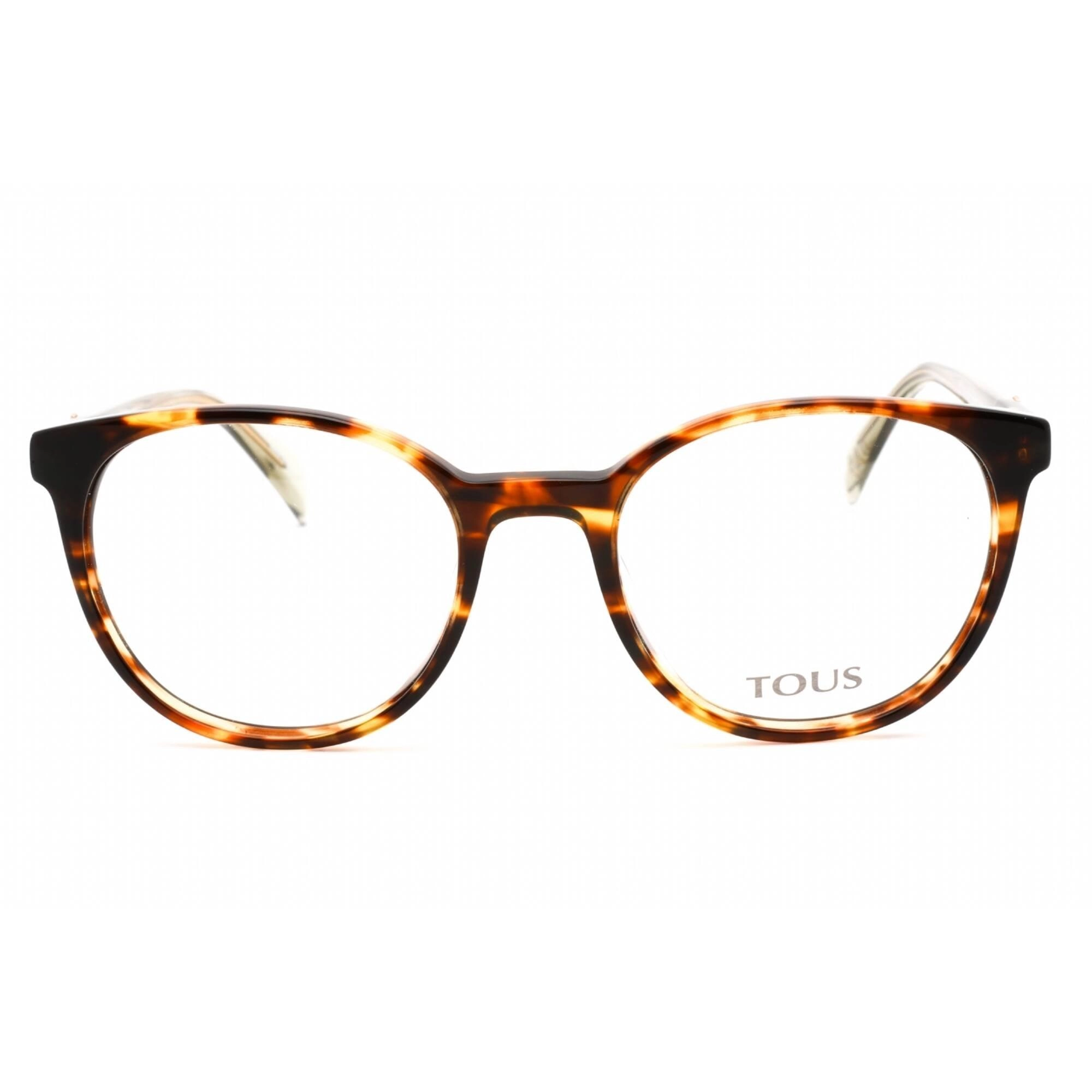 Tous Men's Eyeglasses - Shiny Brown Havana/Yellow Plastic Round Frame | VTOB37V 0743