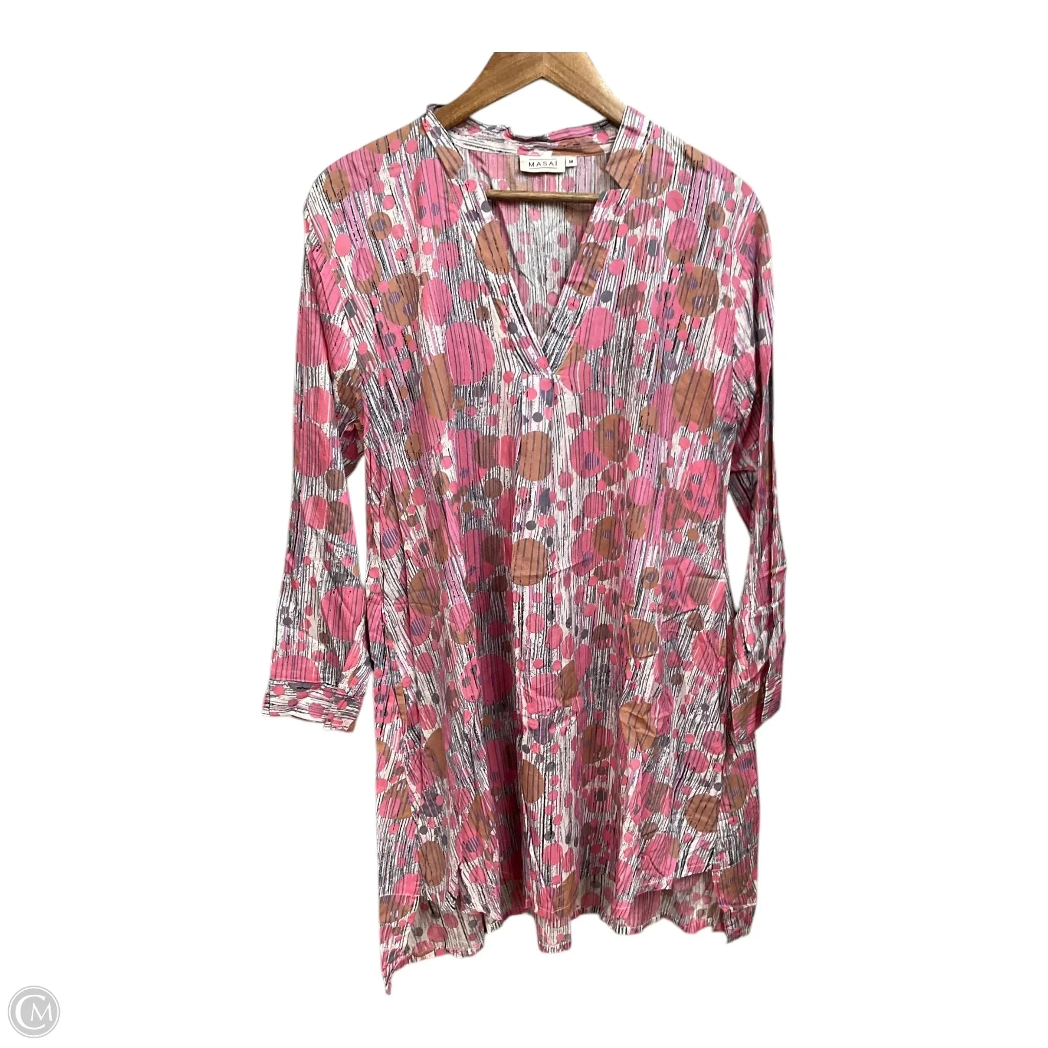 Tunic Long Sleeve By Clothes Mentor In Geometric Pattern, Size: M
