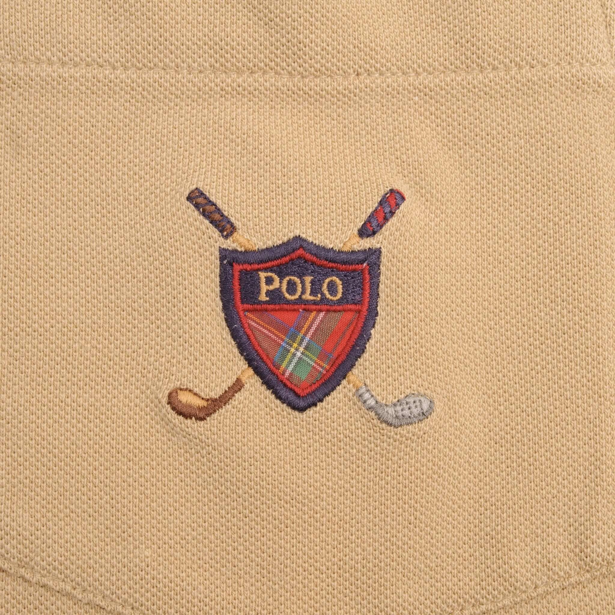 VINTAGE POLO RALPH LAUREN GOLF BEIGE POLO SHIRT 1990S SIZE LARGE