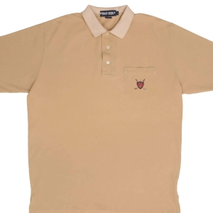 VINTAGE POLO RALPH LAUREN GOLF BEIGE POLO SHIRT 1990S SIZE LARGE