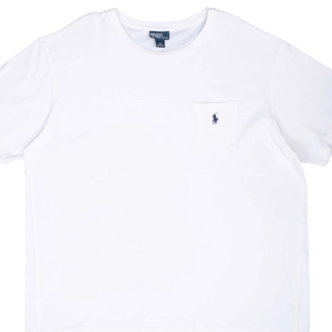 VINTAGE POLO RALPH LAUREN WHITE POCKET TEE SHIRT 1990S 2XL