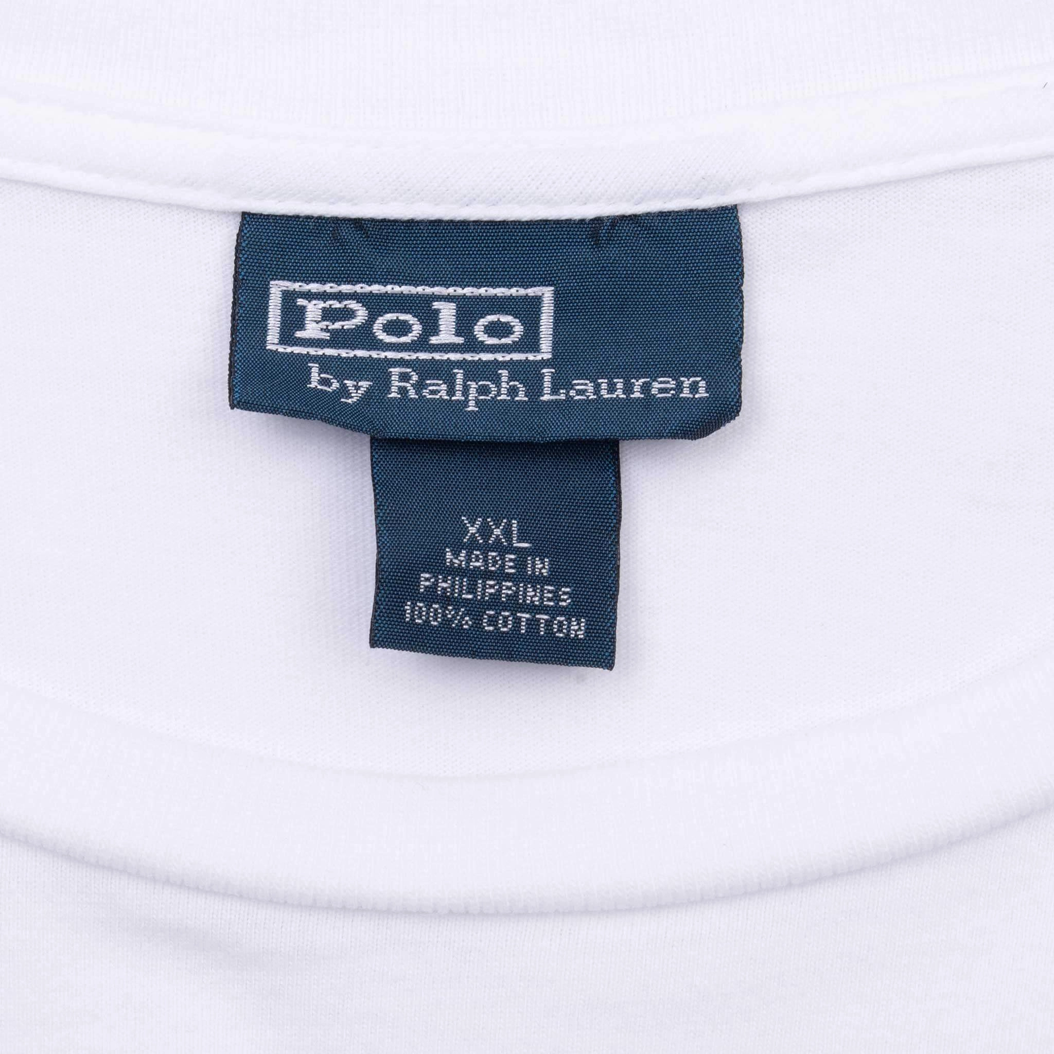VINTAGE POLO RALPH LAUREN WHITE POCKET TEE SHIRT 1990S 2XL