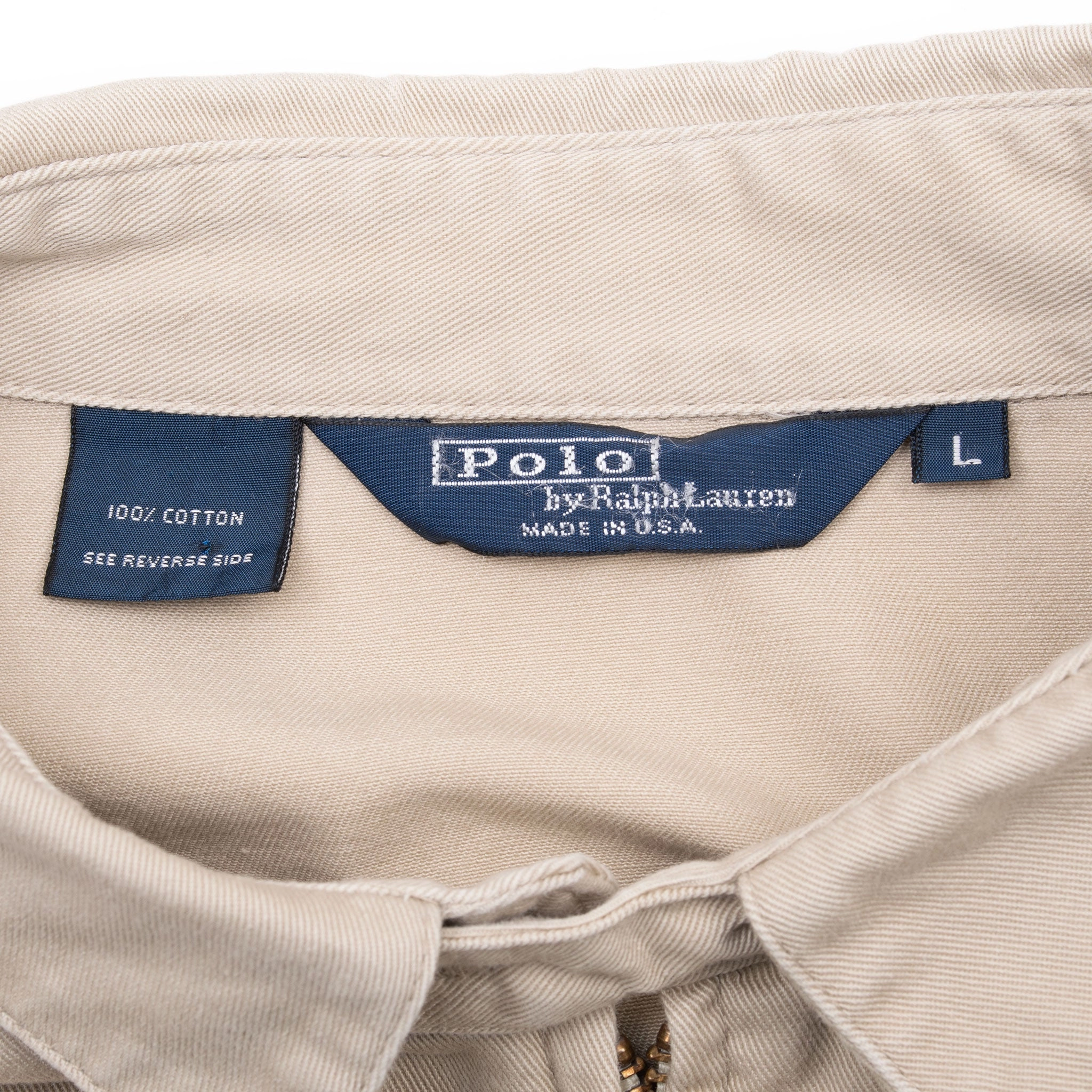 VINTAGE RALPH LAUREN BEIGE HARRINGTON GOLF JACKET 1990S LARGE MADE IN USA