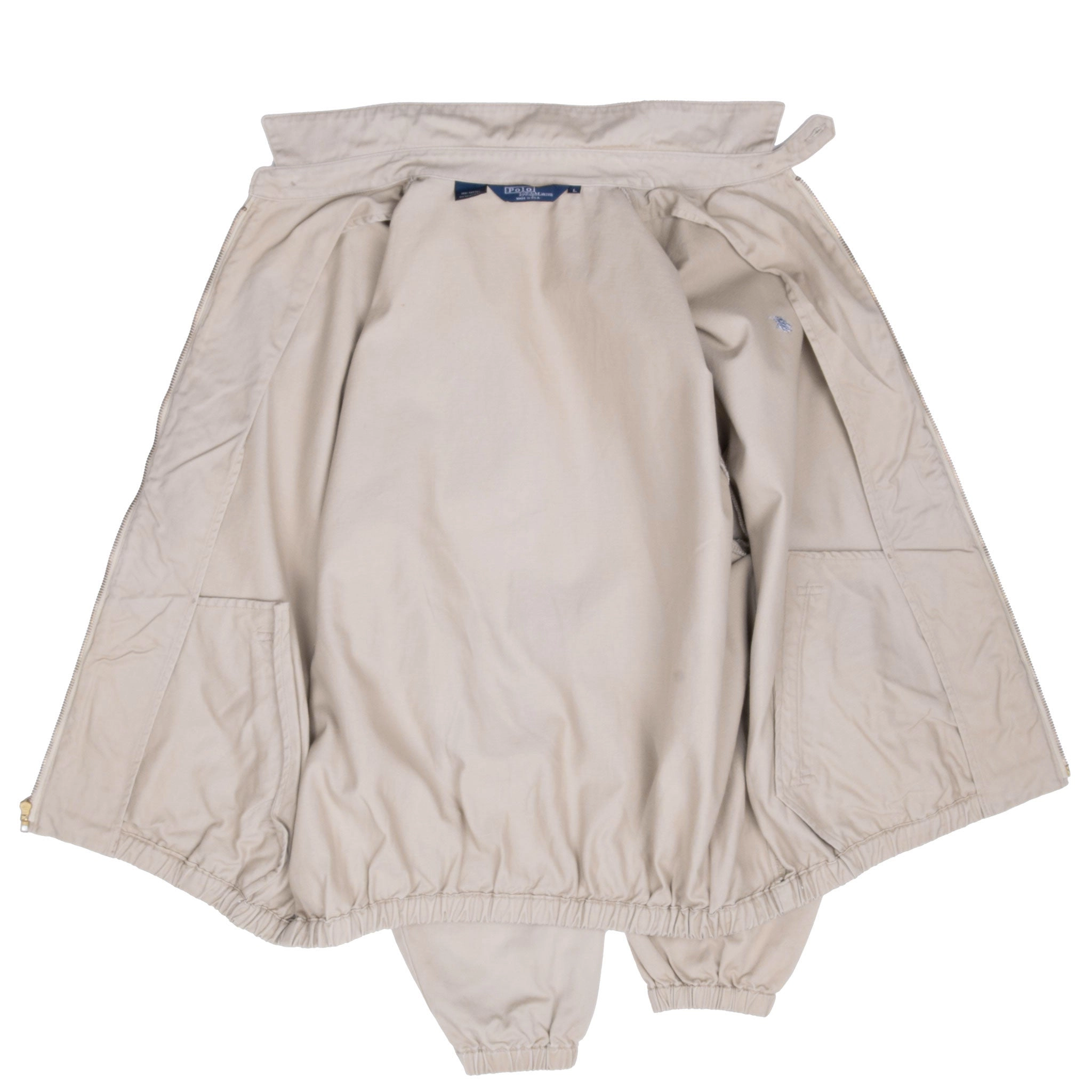 VINTAGE RALPH LAUREN BEIGE HARRINGTON GOLF JACKET 1990S LARGE MADE IN USA
