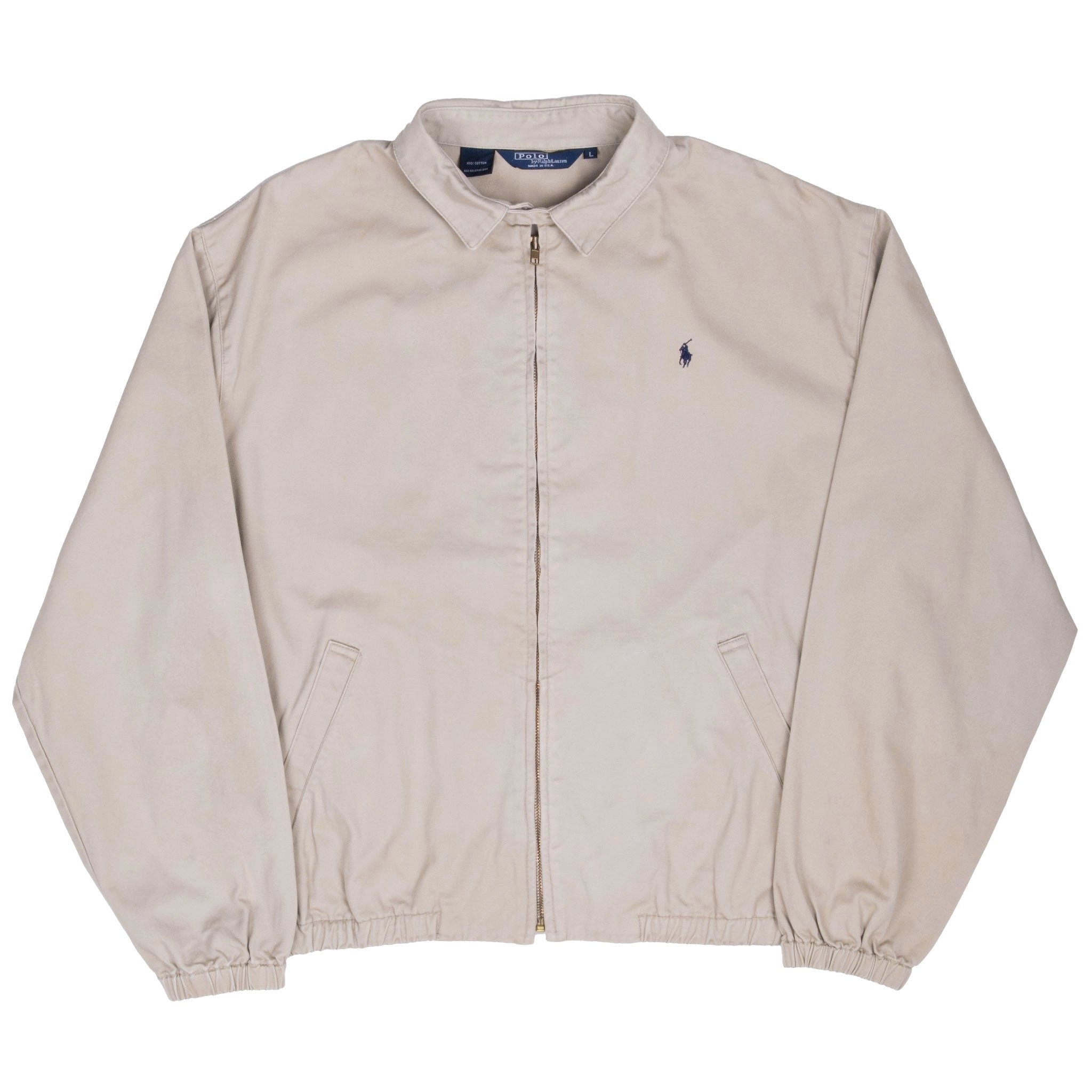VINTAGE RALPH LAUREN BEIGE HARRINGTON GOLF JACKET 1990S LARGE MADE IN USA