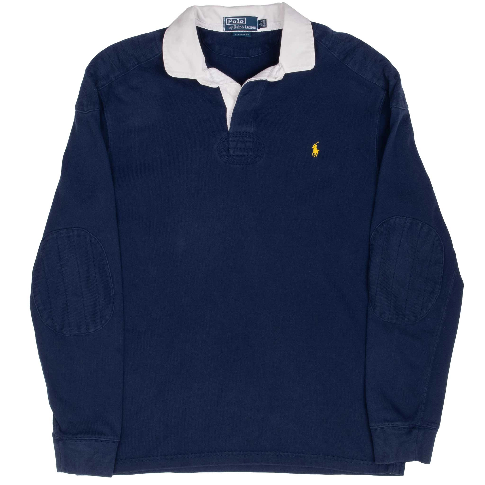 VINTAGE RALPH LAUREN BLUE RUGBY POLO SHIRT 1990S LARGE