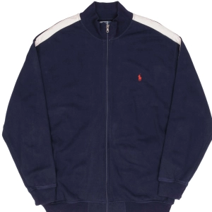 VINTAGE RALPH LAUREN FULL ZIP CLASSIC BLUE SWEATSHIRT 1990S SIZE 2XL TALL