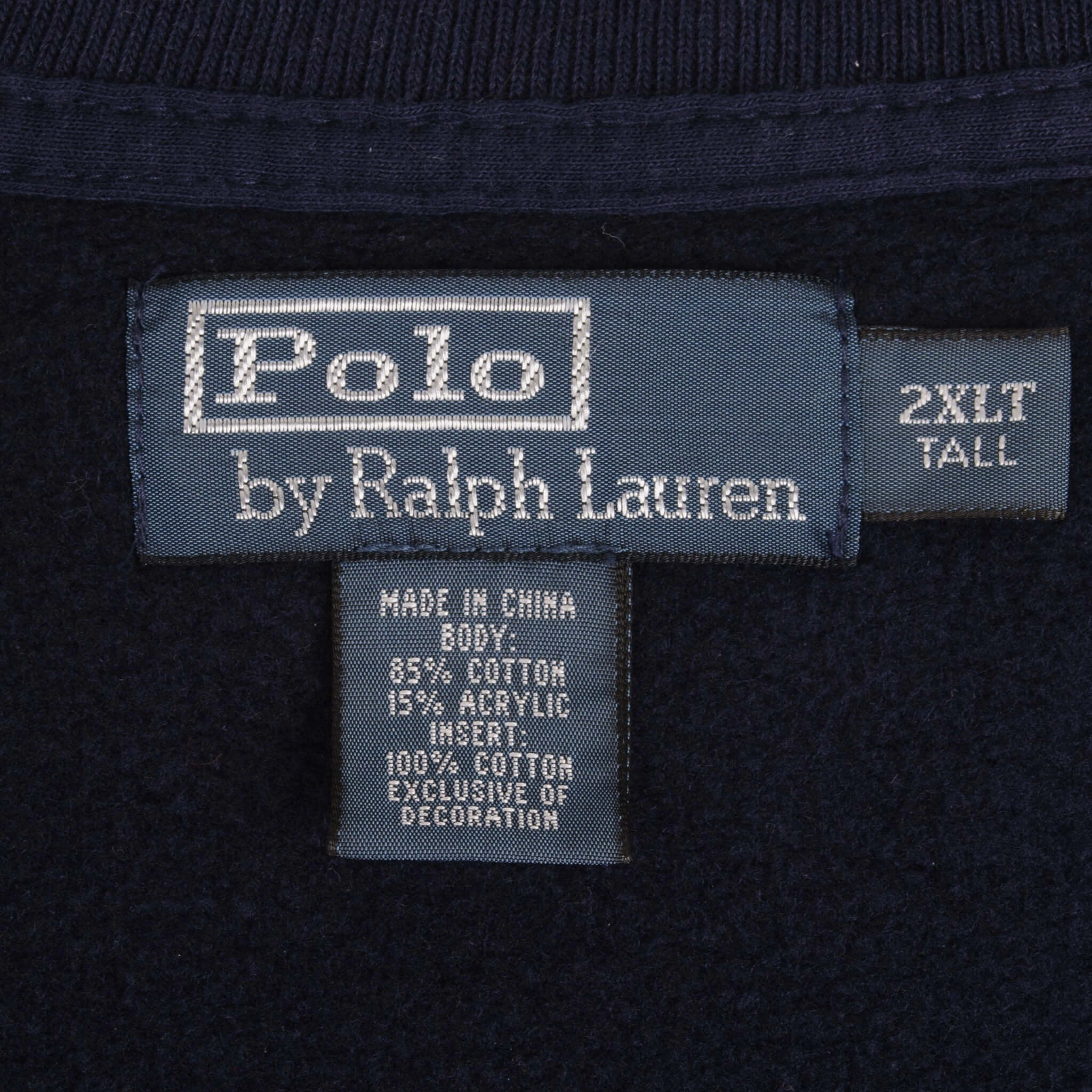 VINTAGE RALPH LAUREN FULL ZIP CLASSIC BLUE SWEATSHIRT 1990S SIZE 2XL TALL