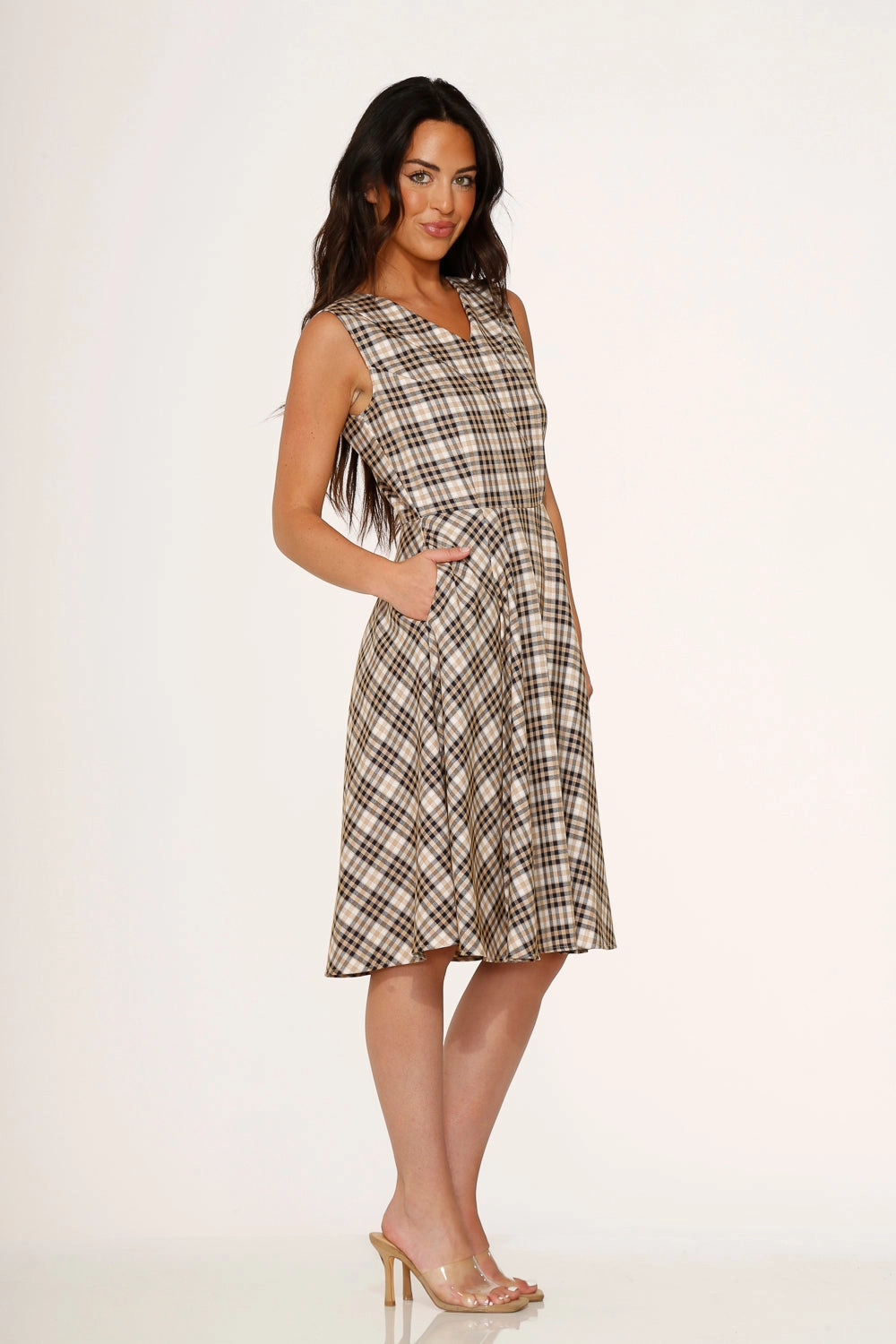 Yellow Plaid Swing Dress